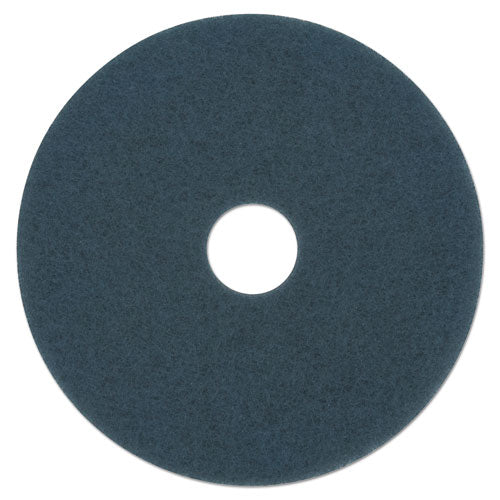 Scrubbing Floor Pads, 14" Diameter, Blue, 5/carton