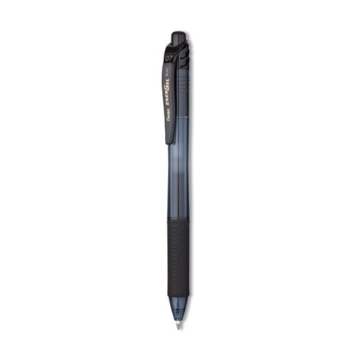 Energel-x Gel Pen, Retractable, Medium 0.7 Mm, Black Ink, Smoke/black Barrel, 5/pack