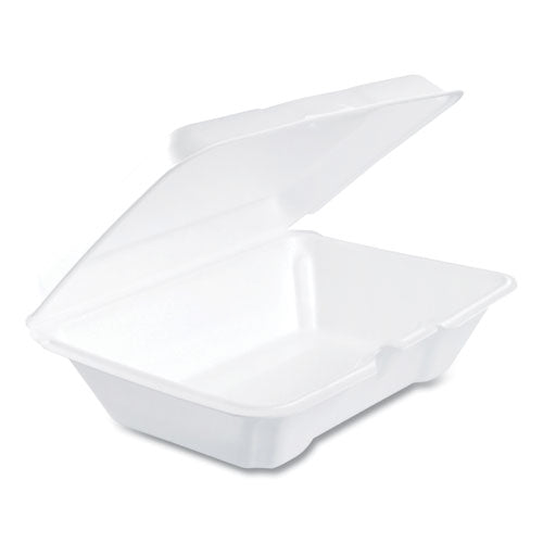 Foam Hinged Lid Containers, 1-compartment, 6.4 X 9.3 X 2.9, White, 100/pack, 2 Packs/carton