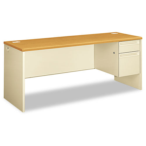 38000 Series Right Pedestal Credenza, 72w X 24d X 29.5h, Harvest/putty