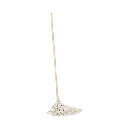 Handle/deck Mops, #12 White Cotton Head, 48" Natural Wood Handle, 6/pack