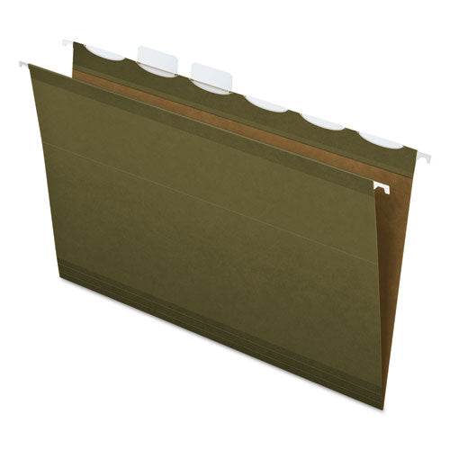 Ready-tab Extra Capacity Reinforced Colored Hanging Folders, Legal Size, 1/6-cut Tabs, Standard Green, 20/box