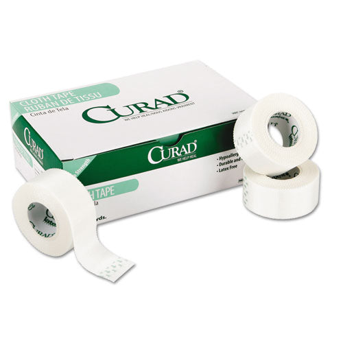 First Aid Cloth Silk Tape, Heavy-duty, Acrylic/silk, 1" X 10 Yds, White, 12/pack