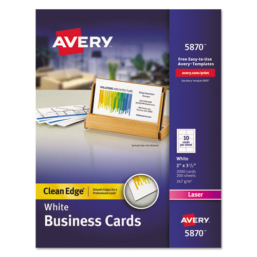 Clean Edge Business Card Value Pack, Laser, 2 X 3.5, White, 2,000 Cards, 10 Cards/sheet, 200 Sheets/box