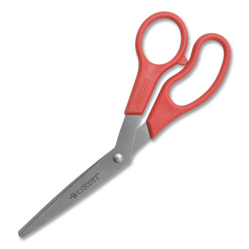 Value Line Stainless Steel Shears, 8" Long, 3.5" Cut Length, Red Offset Handle