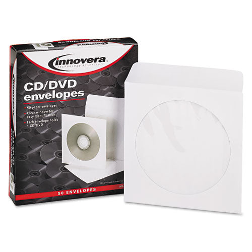 Cd/dvd Envelopes, Clear Window, 1 Disc Capacity, White, 50/pack