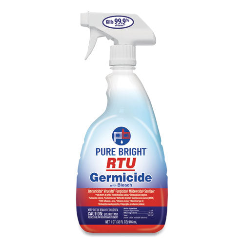 Rtu Germicide With Bleach, Fresh Scent, 32 Oz Spray Bottle, 9/carton