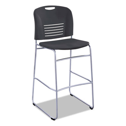 Vy Sled Base Bistro Chair, Supports Up To 350 Lb, 30.5" Seat Height, Black Seat, Black Back, Silver Base