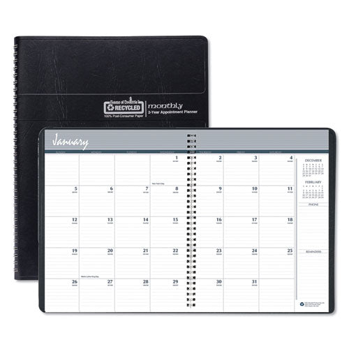 Recycled Two Year Monthly Planner With Expense Logs, 8.75 X 6.88, Black Cover, 24-month (jan To Dec): 2024 To 2025