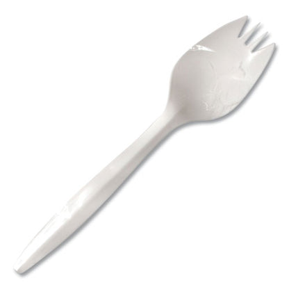 Individually Wrapped Mediumweight Cutlery, Spork, White, 1,000/carton