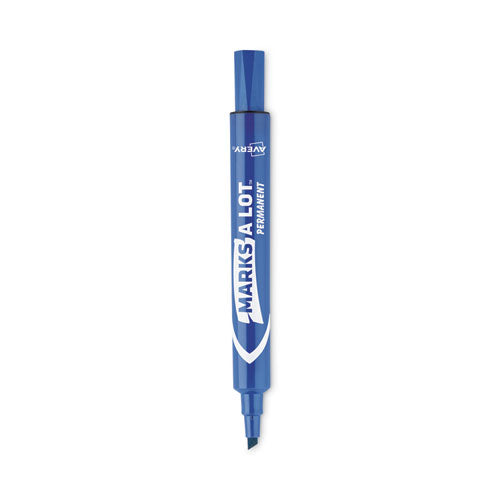 Marks A Lot Large Desk-style Permanent Marker, Broad Chisel Tip, Blue, Dozen (8886)