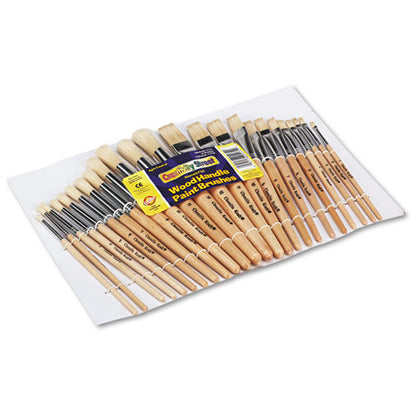 Preschool Brush Set, Sizes 1-12, Natural Bristle, Flat; Round Profiles, 24/set