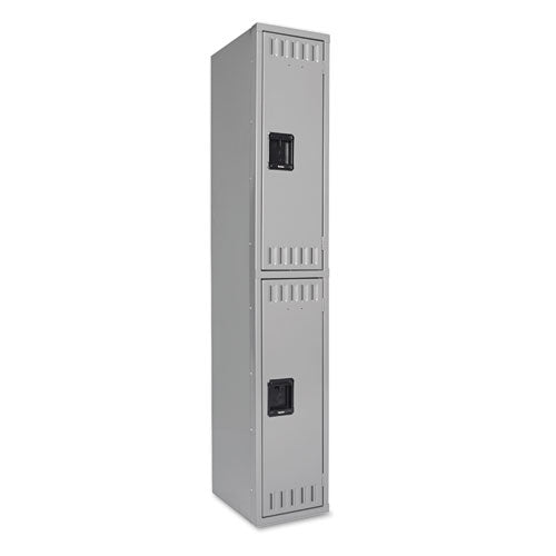 Double Tier Locker, Single Stack, 12w X 18d X 72h, Medium Gray