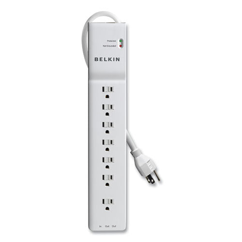 Home/office Surge Protector, 7 Ac Outlets, 6 Ft Cord, 2,320 J, White