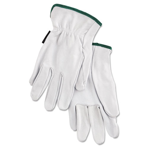 Grain Goatskin Driver Gloves, White, Medium, 12 Pairs