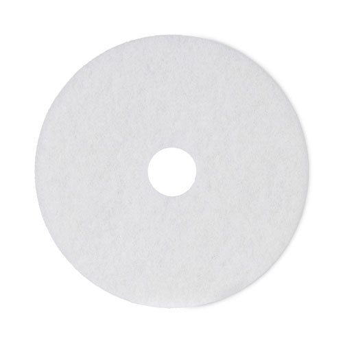 Polishing Floor Pads, 18" Diameter, White, 5/carton