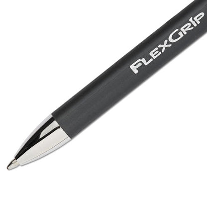 Flexgrip Elite Ballpoint Pen, Retractable, Medium 1 Mm, Black Ink, Black Barrel, Dozen