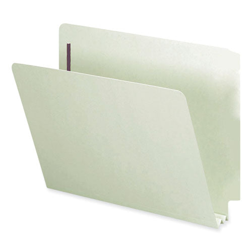 End Tab Pressboard Classification Folders, Two Safeshield Coated Fasteners, 2" Expansion, Letter Size, Gray-green, 25/box