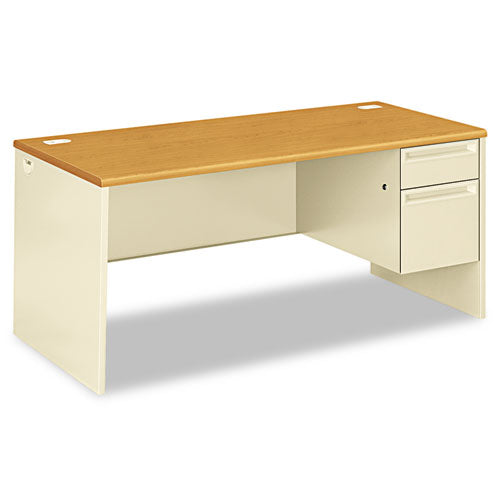 38000 Series Right Pedestal Desk, 66" X 30" X 29.5", Harvest/putty