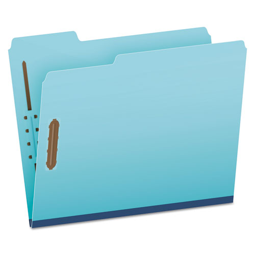 Heavy-duty Pressboard Folders With Embossed Fasteners, 1/3-cut Tabs, 1" Expansion, 2 Fasteners, Letter Size, Blue, 25/box