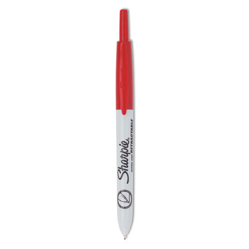 Retractable Permanent Marker, Extra-fine Needle Tip, Red