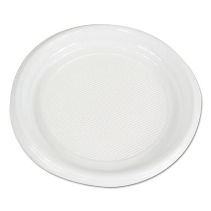 Hi-impact Plastic Dinnerware, Plate, 9" Dia, White, 500/carton