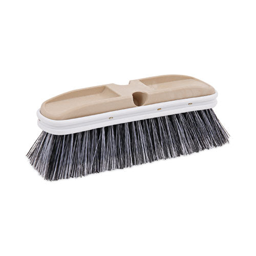 Polystyrene Vehicle Brush With Vinyl Bumper, Black/white Polystyrene Bristles, 10" Brush