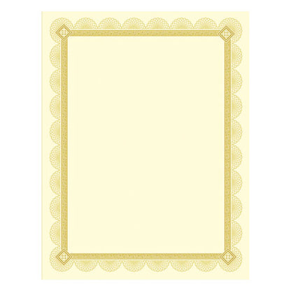 Premium Certificates, 8.5 X 11, Ivory/gold With Spiro Gold Foil Border,15/pack