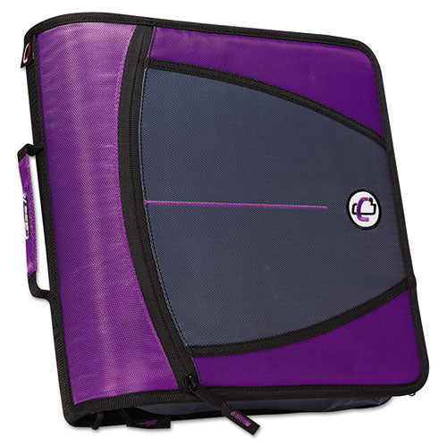 Large Capacity Zipper Binder, 3 Rings, 3" Capacity, 11 X 8.5, Purple