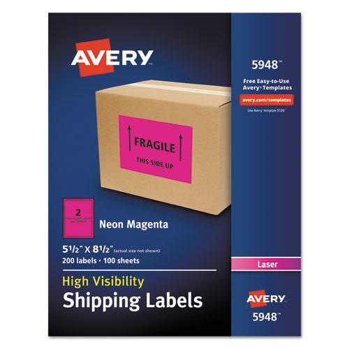 High-visibility Permanent Laser Id Labels, 5.5 X 8.5, Neon Magenta, 200/box