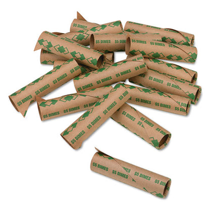 Preformed Tubular Coin Wrappers, Dimes, $5, 1,000 Wrappers/box