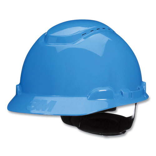 Securefit H-series Hard Hats, H-700 Vented Cap With Uv Indicator, 4-point Pressure Diffusion Ratchet Suspension, Blue