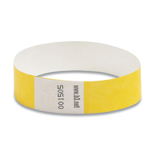 Security Wristbands, Sequentially Numbered, 10" X 0.75", Yellow, 100/pack