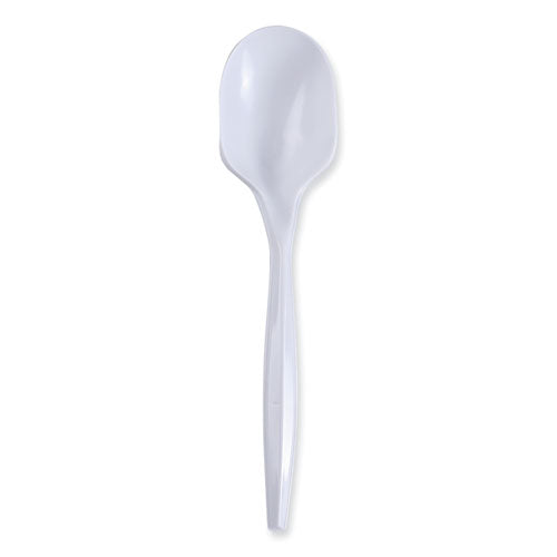 Mediumweight Wrapped Polypropylene Cutlery, Soup Spoon, White, 1,000/carton