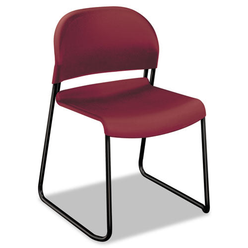 Gueststacker High Density Chairs, Supports 300 Lb, 17.5" Seat Height, Mulberry Seat, Mulberry Back, Black Base, 4/carton