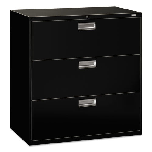 Brigade 600 Series Lateral File, 3 Legal/letter-size File Drawers, Black, 42" X 18" X 39.13"