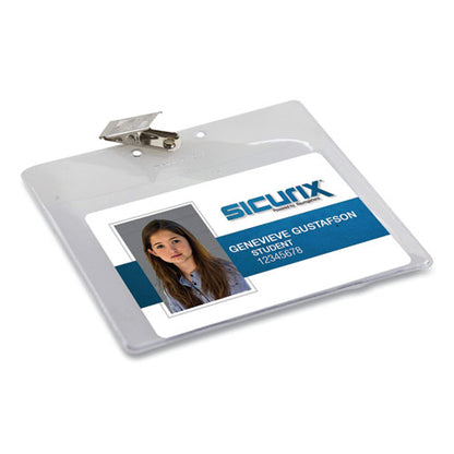 Sicurix Badge Holder, Horizontal, 3 X 4, Clear, 50/pack