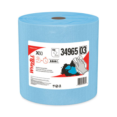 General Clean X60 Cloths, Jumbo Roll, 12.5 X 13.4, Blue, 1,100/roll