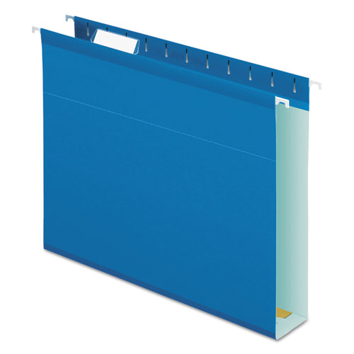 Extra Capacity Reinforced Hanging File Folders With Box Bottom, 2" Capacity, Letter Size, 1/5-cut Tabs, Blue, 25/box