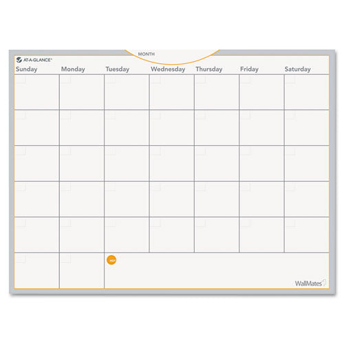 Wallmates Self-adhesive Dry Erase Monthly Planning Surfaces, 24 X 18, White/gray/orange Sheets, Undated