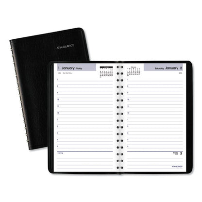 Dayminder Daily Appointment Book, 8 X 5, Black Cover, 12-month (jan To Dec): 2024