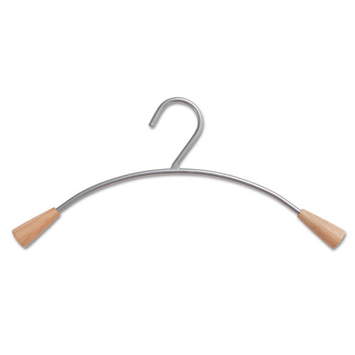 Metal And Wood Coat Hangers, 16.8", Metallic Gray/mahogany, 6/set