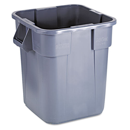 Square Brute Container, 28 Gal, Polyethylene, Gray