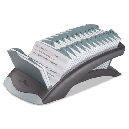 Telindex Desk Address Card File, Holds 500 2.88 X 4.13 Cards, 5.13 X 9.31 X 3.56, Plastic, Graphite/black