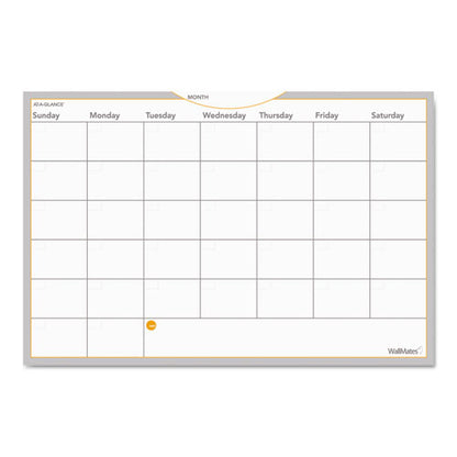 Wallmates Self-adhesive Dry Erase Monthly Planning Surfaces, 36 X 24, White/gray/orange Sheets, Undated