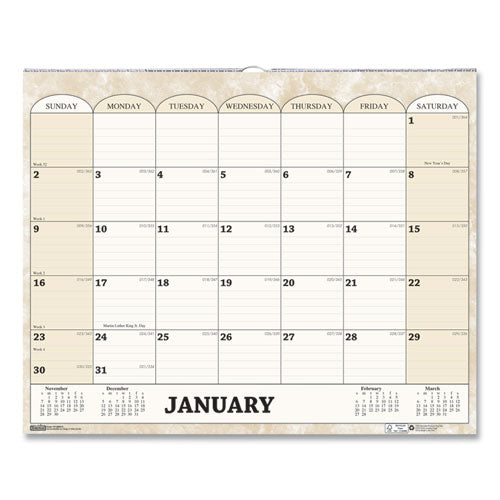 Recycled Monthly Horizontal Wall Calendar, Marble Stone Artwork, 14.88 X 12, White/sand Sheets, 12-month (jan To Dec): 2024