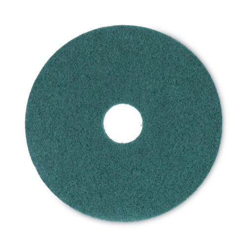 Heavy-duty Scrubbing Floor Pads, 16" Diameter, Green, 5/carton