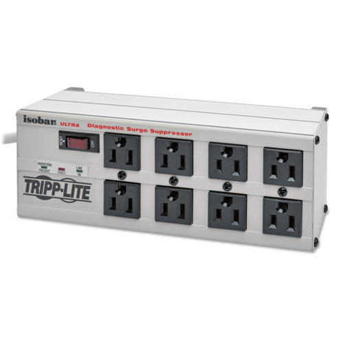 Isobar Surge Protector, 8 Ac Outlets, 25 Ft Cord, 3,840 J, Light Gray