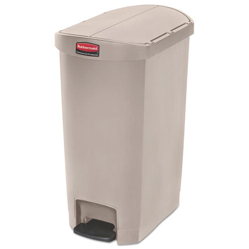 Streamline Resin Step-on Container, End Step Style, 13 Gal, Polyethylene, Beige