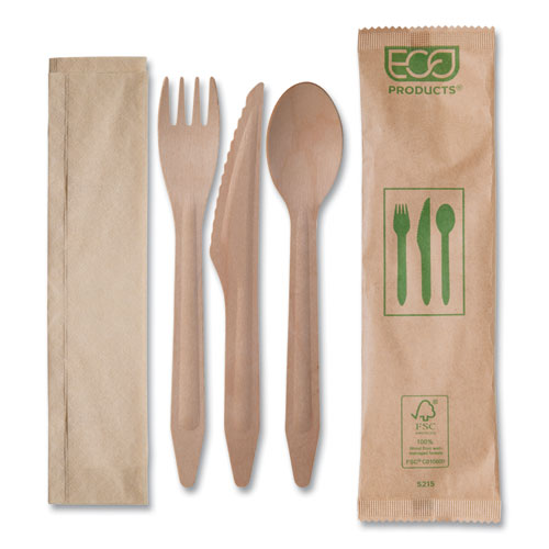 Wood Cutlery, Fork/knife/spoon/napkin, Natural, 500/carton